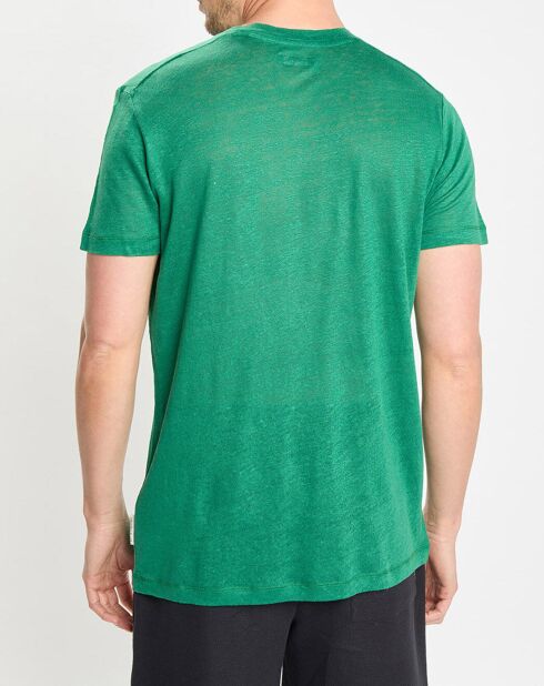 T-Shirt 100% Lin manches courtes Col Rond vert emeraude