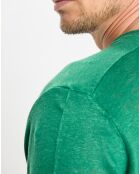 T-Shirt 100% Lin manches courtes Col Rond vert emeraude
