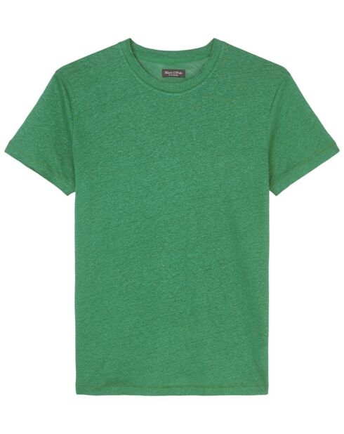 T-Shirt 100% Lin manches courtes Col Rond vert emeraude