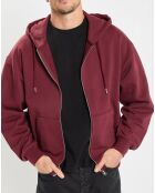 Sweat zippé à capuche 100% Coton Bio bordeaux