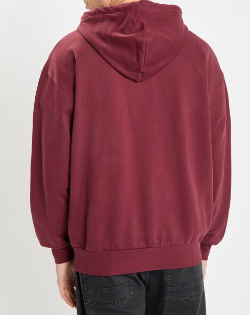 Sweat zippé à capuche 100% Coton Bio bordeaux