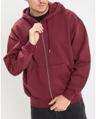 Sweat zippé à capuche 100% Coton Bio bordeaux