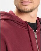 Sweat zippé à capuche 100% Coton Bio bordeaux