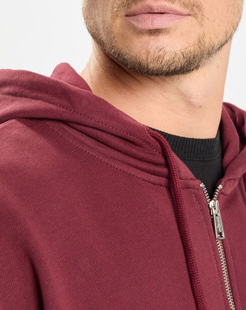 Sweat zippé à capuche 100% Coton Bio bordeaux