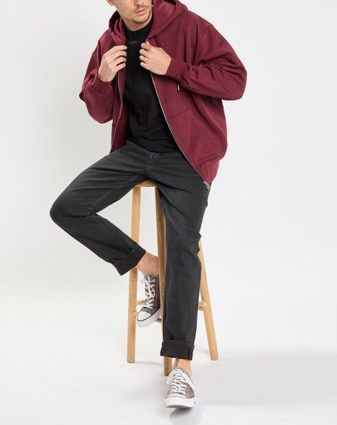 Sweat zippé à capuche 100% Coton Bio bordeaux
