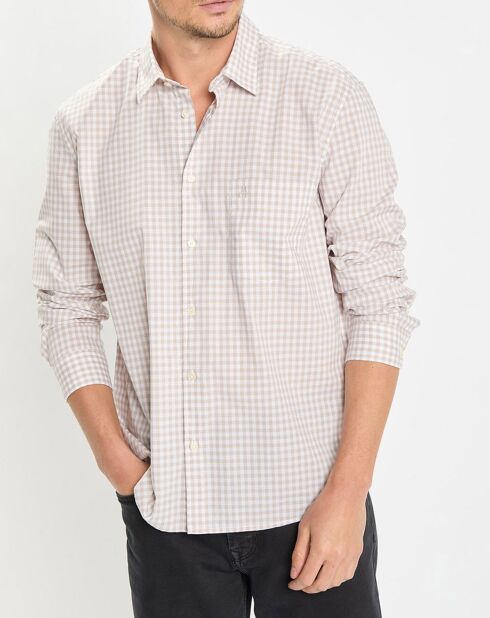 Chemise en Popeline 100% Coton Bio Regular Fit vichy blanc/beige