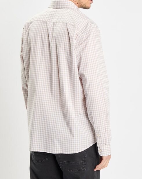 Chemise en Popeline 100% Coton Bio Regular Fit vichy blanc/beige