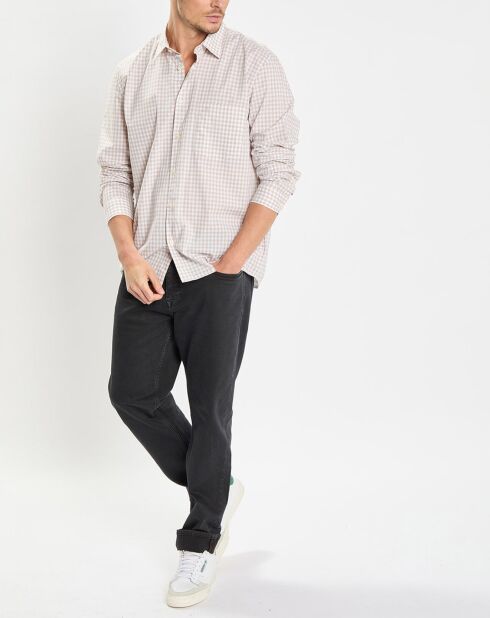 Chemise en Popeline 100% Coton Bio Regular Fit vichy blanc/beige