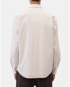 Chemise en Popeline 100% Coton Bio Regular Fit vichy blanc/beige