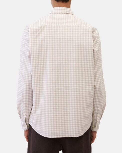Chemise en Popeline 100% Coton Bio Regular Fit vichy blanc/beige