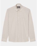 Chemise en Popeline 100% Coton Bio Regular Fit vichy blanc/beige