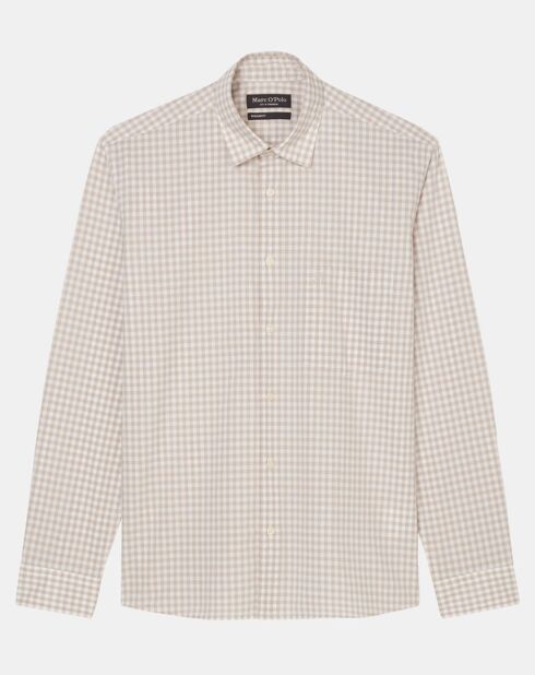 Chemise en Popeline 100% Coton Bio Regular Fit vichy blanc/beige