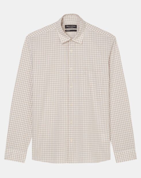 Chemise en Popeline 100% Coton Bio Regular Fit vichy blanc/beige