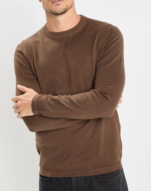 Pull en Coton & Cachemire marron
