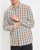 Chemise 100% Coton Bio Relaxed Fit à carreaux bleu/marron