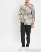 Chemise 100% Coton Bio Relaxed Fit à carreaux bleu/marron