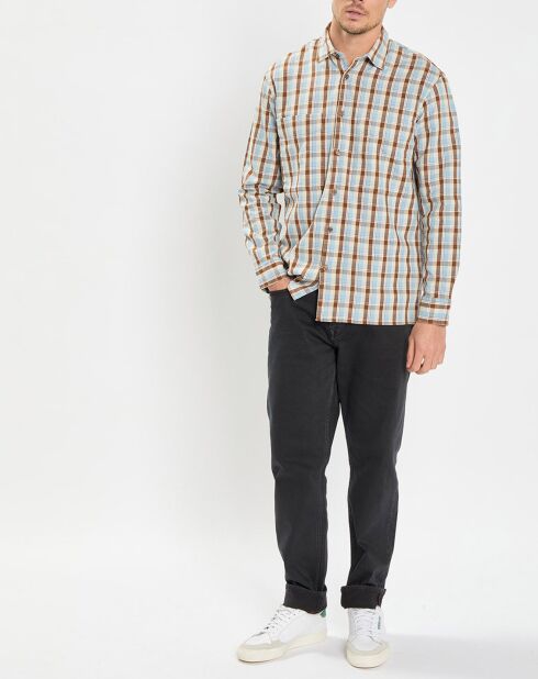 Chemise 100% Coton Bio Relaxed Fit à carreaux bleu/marron