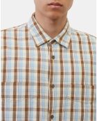 Chemise 100% Coton Bio Relaxed Fit à carreaux bleu/marron