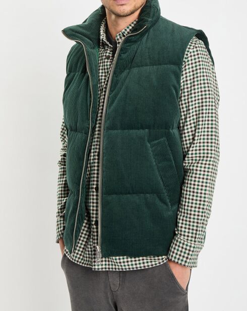 Doudoune sans manches en Velours milleraies 100% Coton Bio verte