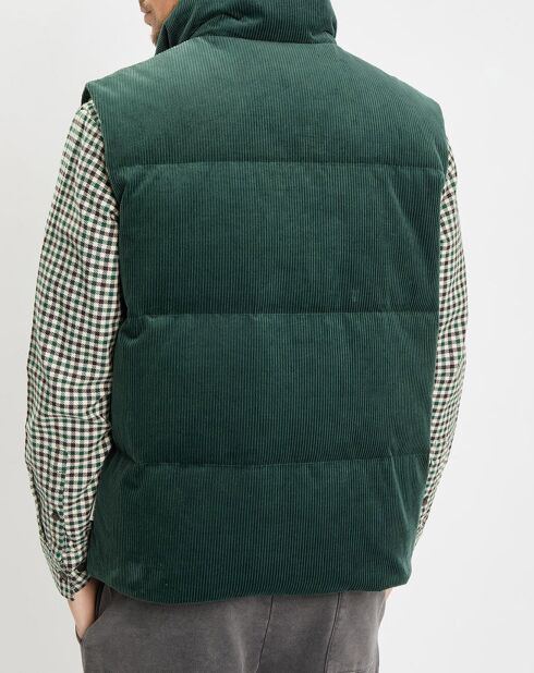 Doudoune sans manches en Velours milleraies 100% Coton Bio verte