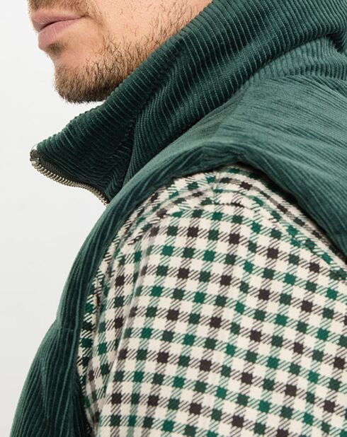 Doudoune sans manches en Velours milleraies 100% Coton Bio verte