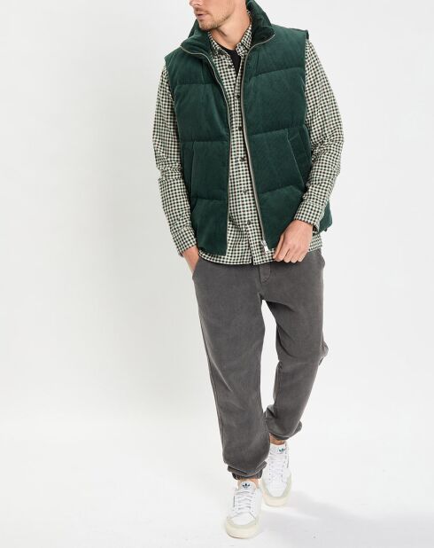 Doudoune sans manches en Velours milleraies 100% Coton Bio verte