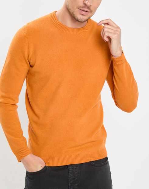Pull en Laine & Coton orange