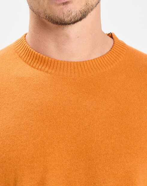 Pull en Laine & Coton orange
