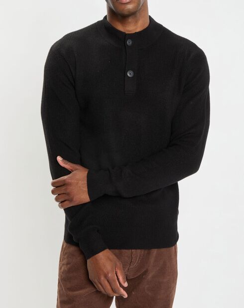 Pull en Laine & Coton à boutons noir