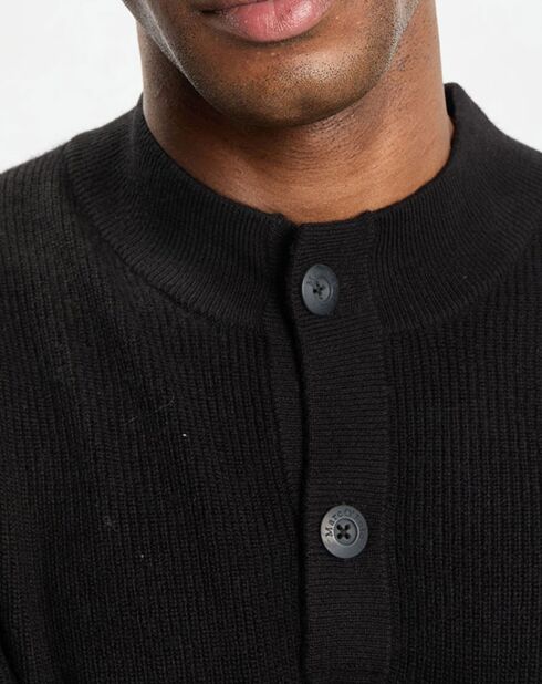 Pull en Laine & Coton à boutons noir