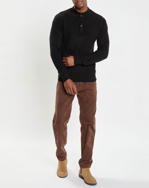 Pull en Laine & Coton à boutons noir