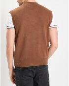 Pull sans manches en Laine & Coton marron