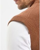 Pull sans manches en Laine & Coton marron