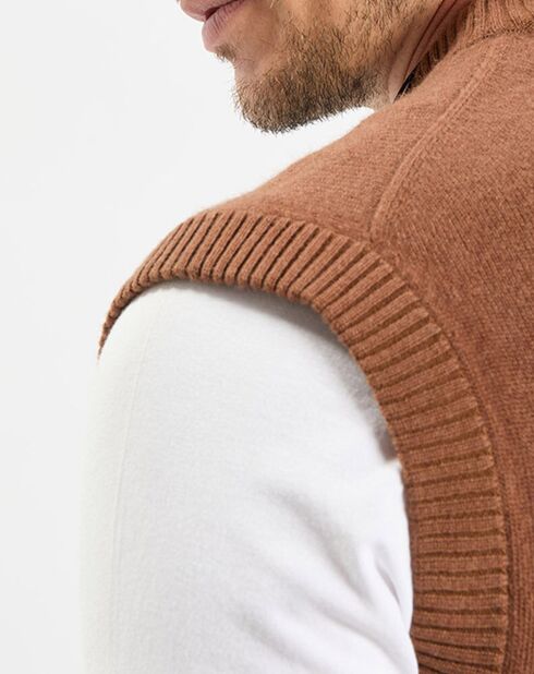 Pull sans manches en Laine & Coton marron