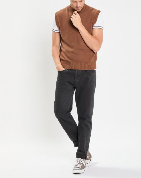 Pull sans manches en Laine & Coton marron