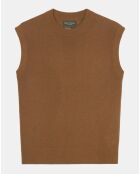 Pull sans manches en Laine & Coton marron