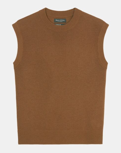 Pull sans manches en Laine & Coton marron