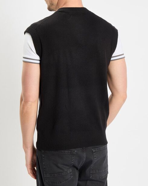 Pull sans manches en Laine & Coton noir