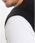 Pull sans manches en Laine & Coton noir