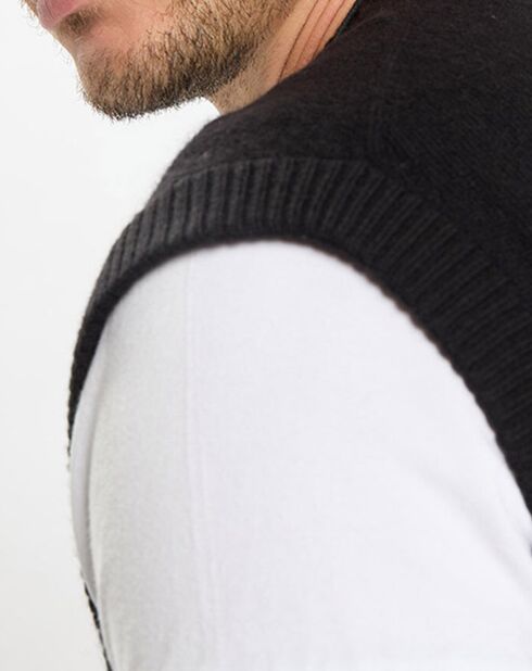 Pull sans manches en Laine & Coton noir