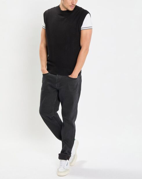 Pull sans manches en Laine & Coton noir