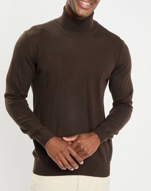 Pull 100% Laine marron foncé