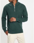 Pull côtelé en Coton & Laine vert
