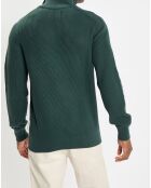 Pull côtelé en Coton & Laine vert