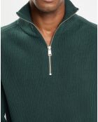 Pull côtelé en Coton & Laine vert