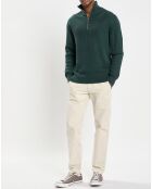 Pull côtelé en Coton & Laine vert