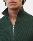 Pull côtelé en Coton & Laine vert