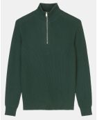 Pull côtelé en Coton & Laine vert