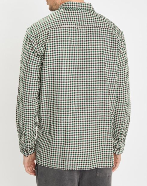 Surchemise 100% Coton Bio Relaxed Fit à carreaux vert/marron