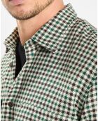 Surchemise 100% Coton Bio Relaxed Fit à carreaux vert/marron